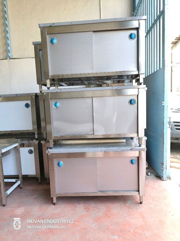 krom tezgah 140 cm krom çalışma tezgahı hazır mutfak dolaplı tezgah - 3