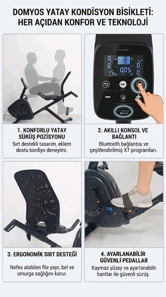 DOMYOS YATAY KONDİSYON BİSİKLETİ ADRESE TESLİM KURULUM DAİL - 6