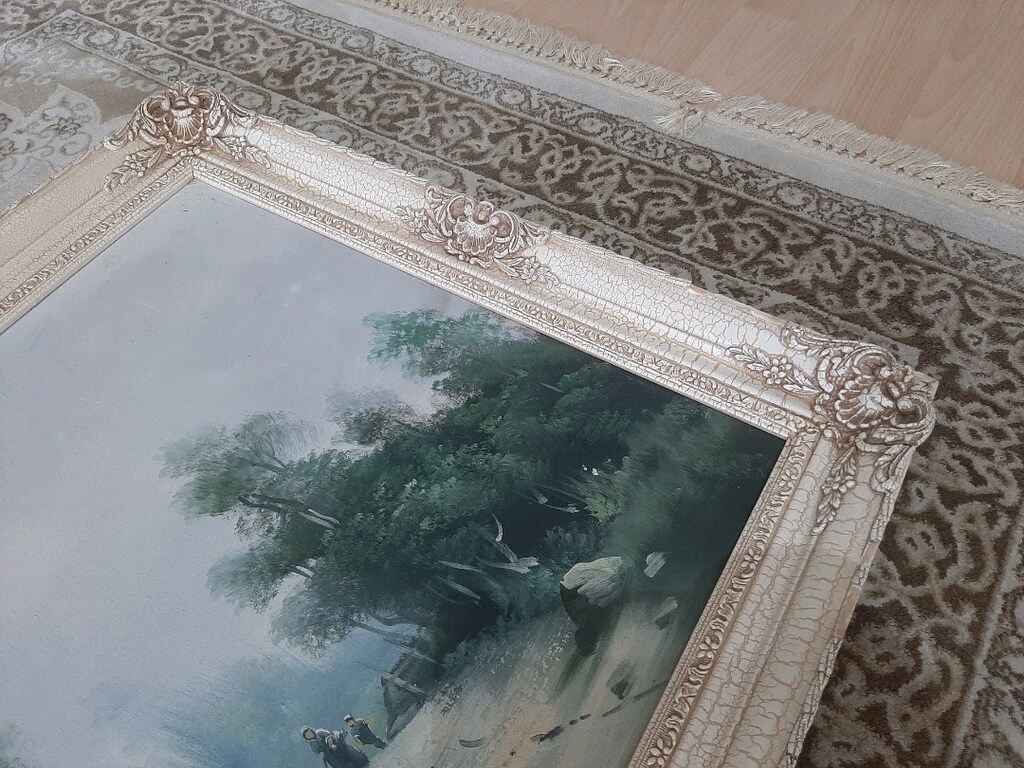 imzalı Antika Resim Yağlı Boya Resim Tablo 110cm/60cm - 5