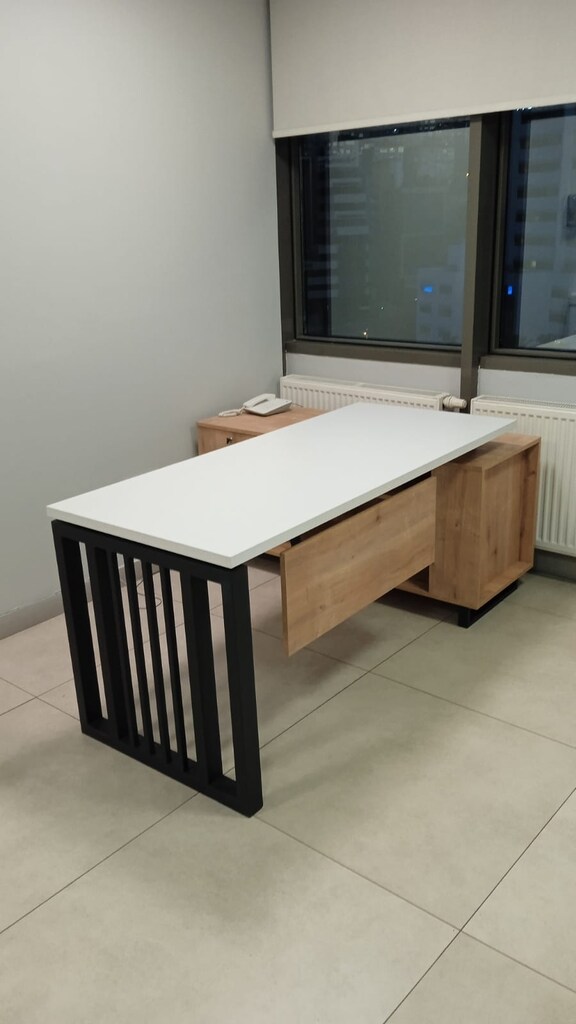 ETAJERLİ PERSONEL MASASI / ÇALIŞMA MASASI / DEMİRSA İRON ART - 20