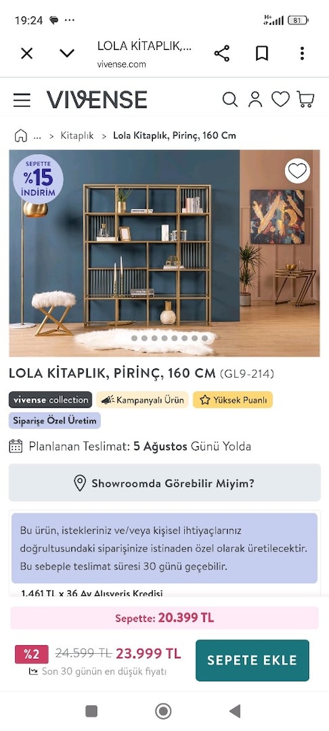 Kitaplık Pirinç Kitaplık - 2