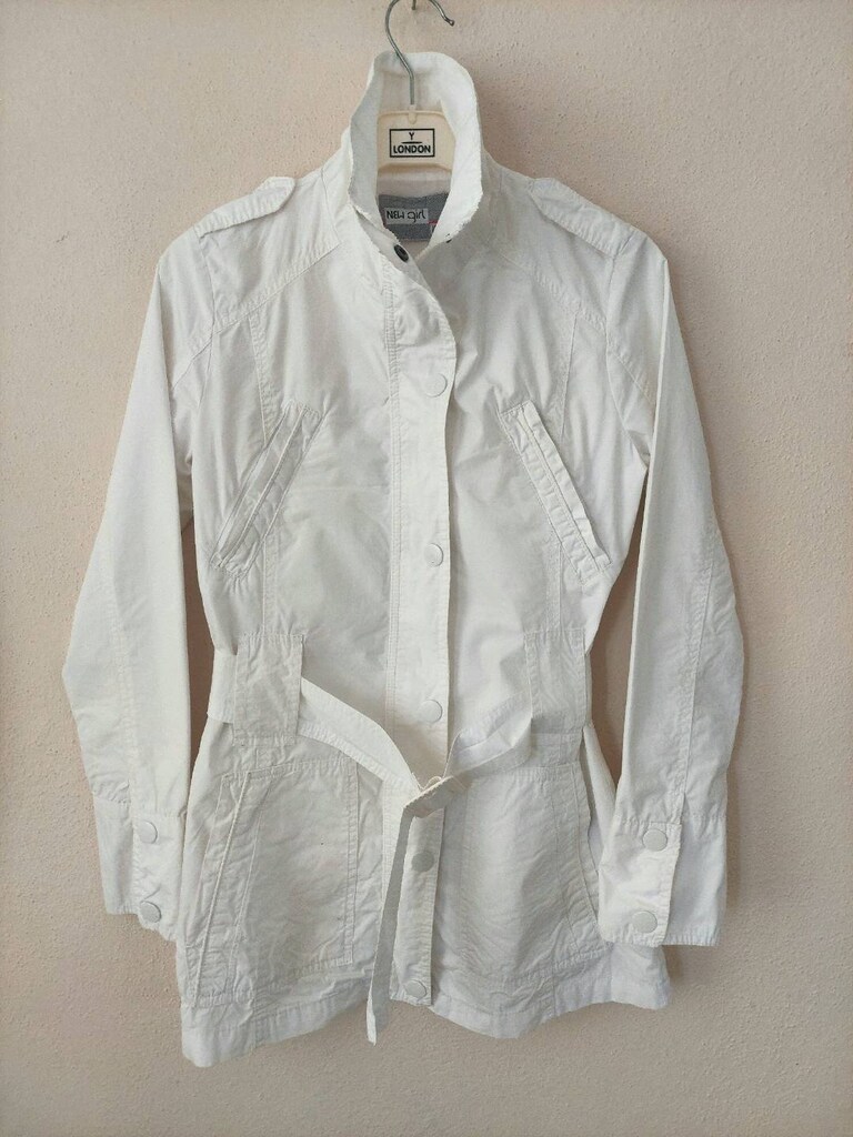 NEW GİRL apolet detaylı beyaz Trençkot - 7