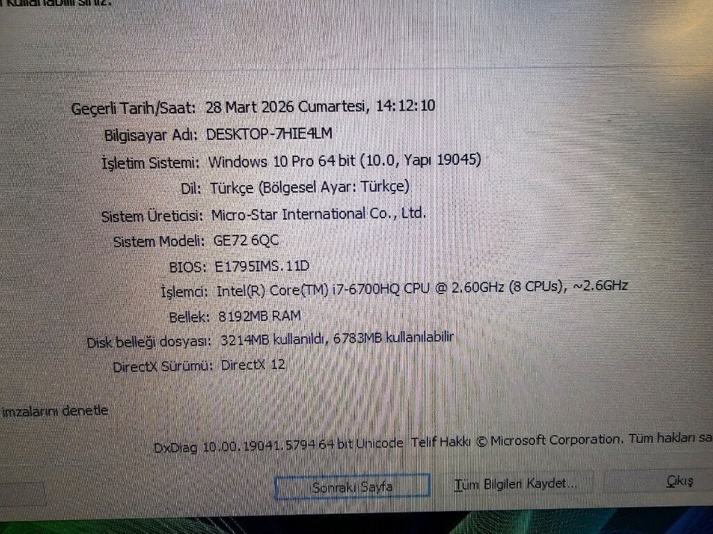 MSİ GE72 MODELİ DEV EKRAN OYUNCU BİLGİSAYARI - 10