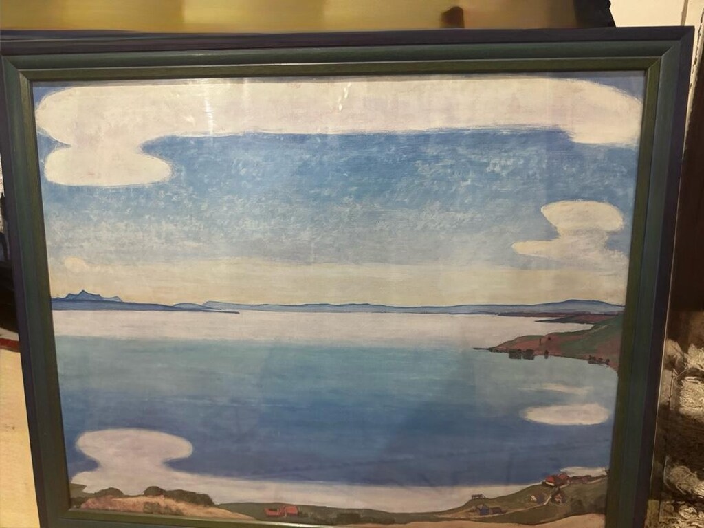 Deniz ve kıyı manzarası temalı, alt köşesinde İsviçreli Ünlü Ressam - 7