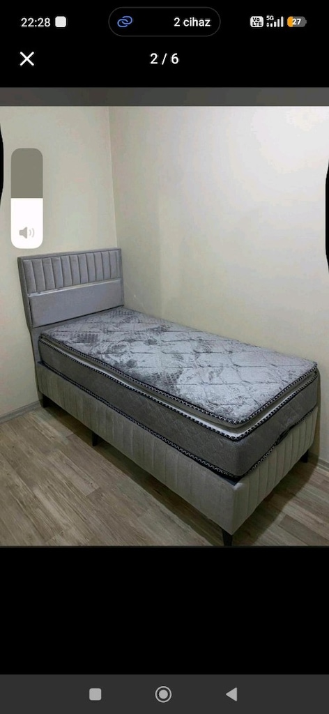 krem çift kişilik baza yatak - 7