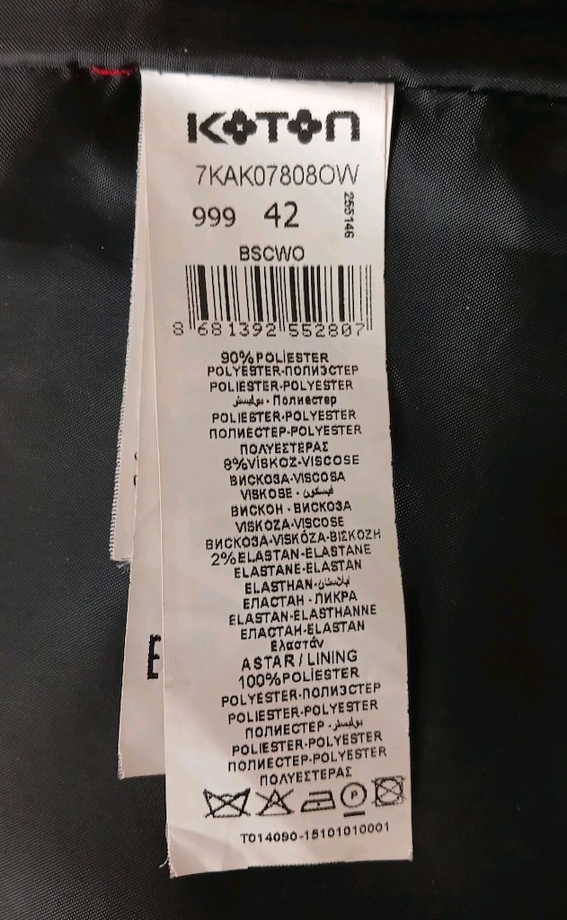 KOTON MARKA 42 BEDEN KADIN SİYAH KAŞE KABAN - 8