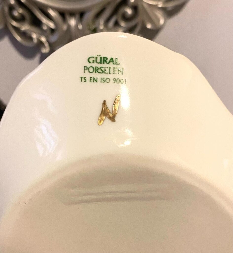 Vintage Güral Porselen EL DEKORU Büyük Boy Tepsi - 20