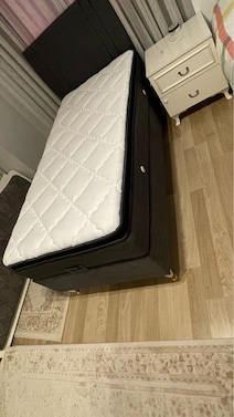 Tek kişilik solid baza başlık pedli ortopedik yatak - 5