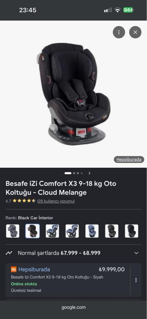 Temiz az kullanılmış oto koltuğu 9/18 kg 27/08/2025 tarıhınde sıfır - 6