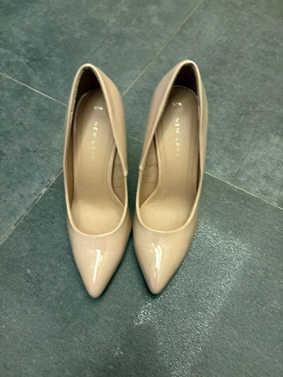 new look marka bej rugan stiletto topuklu