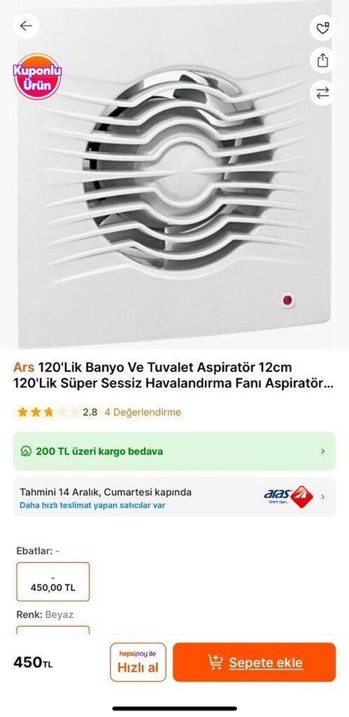 Banyo Tuvalet Aspiratör - 2