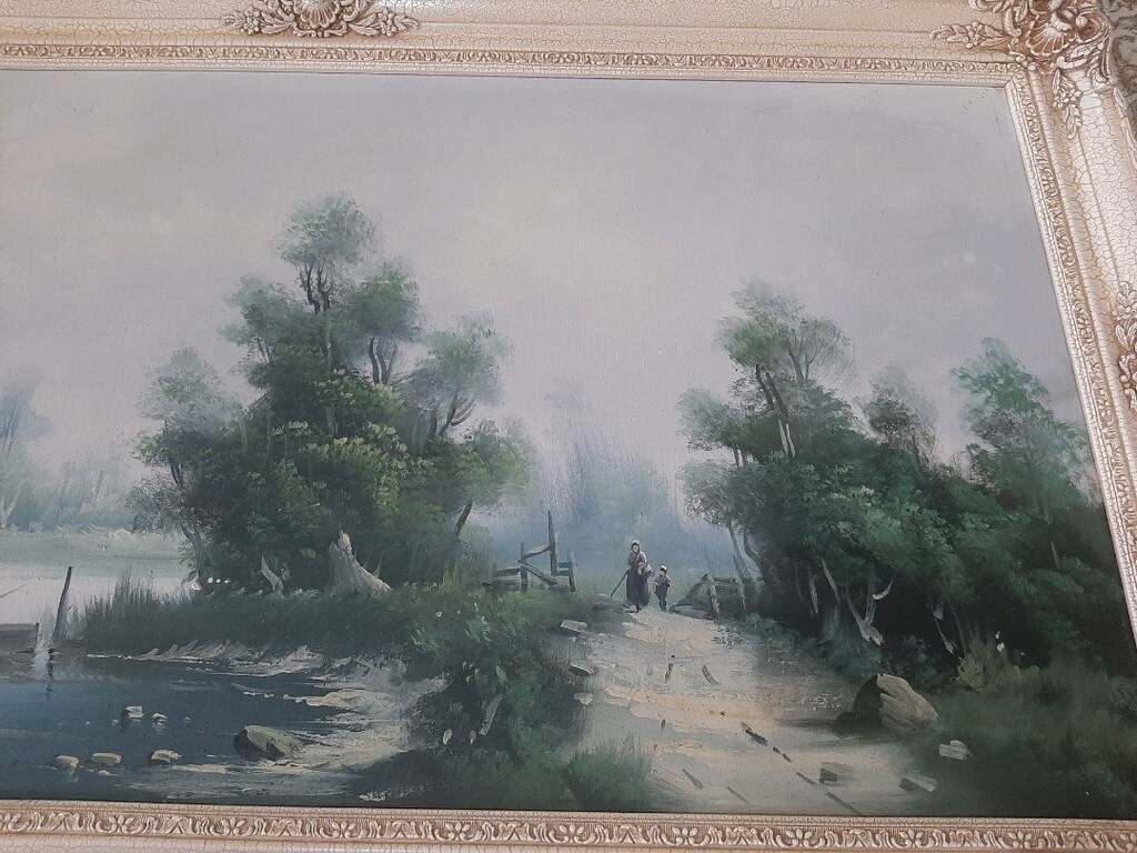 imzalı Antika Resim Yağlı Boya Resim Tablo 110cm/60cm - 10