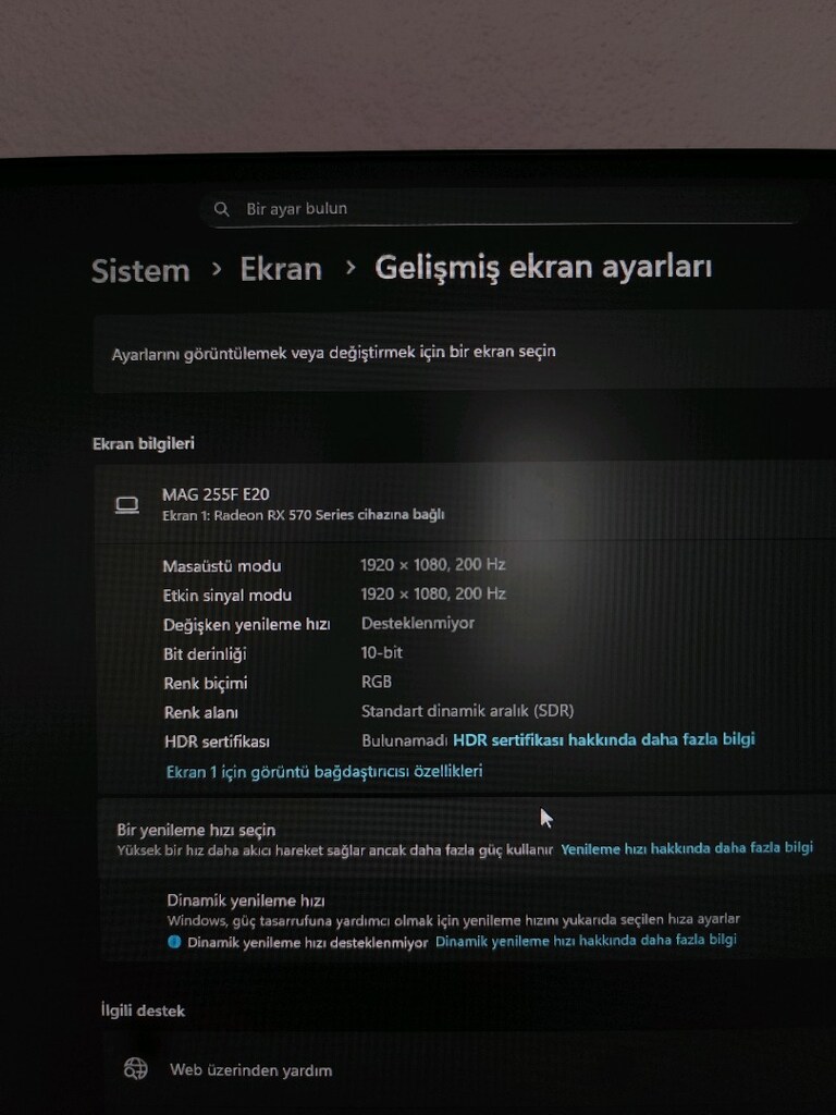OYUNCU MONİTÖR 200Hz 0.5ms - 6