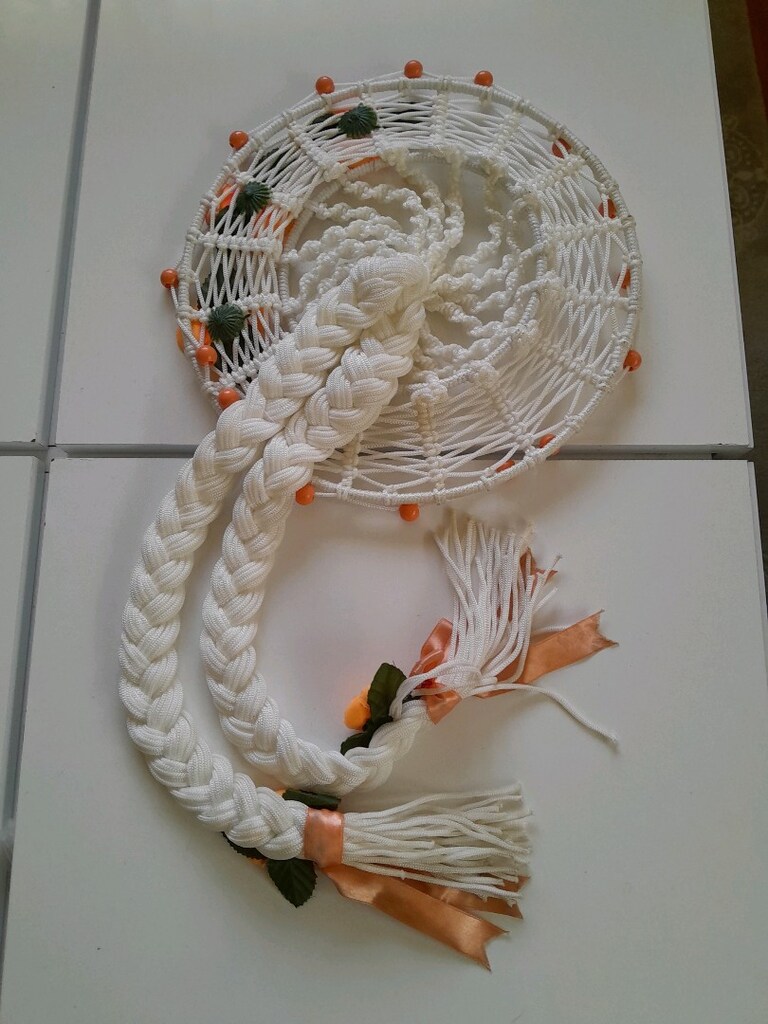 Beyaz makrome duvar süsü - 5