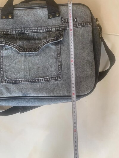 bellugi marka italyan style deri detay jean omuz yan çanta laptop evra