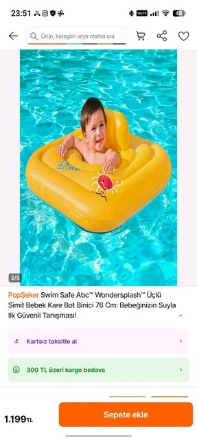 swim sade 3lü kare yüzme simidi