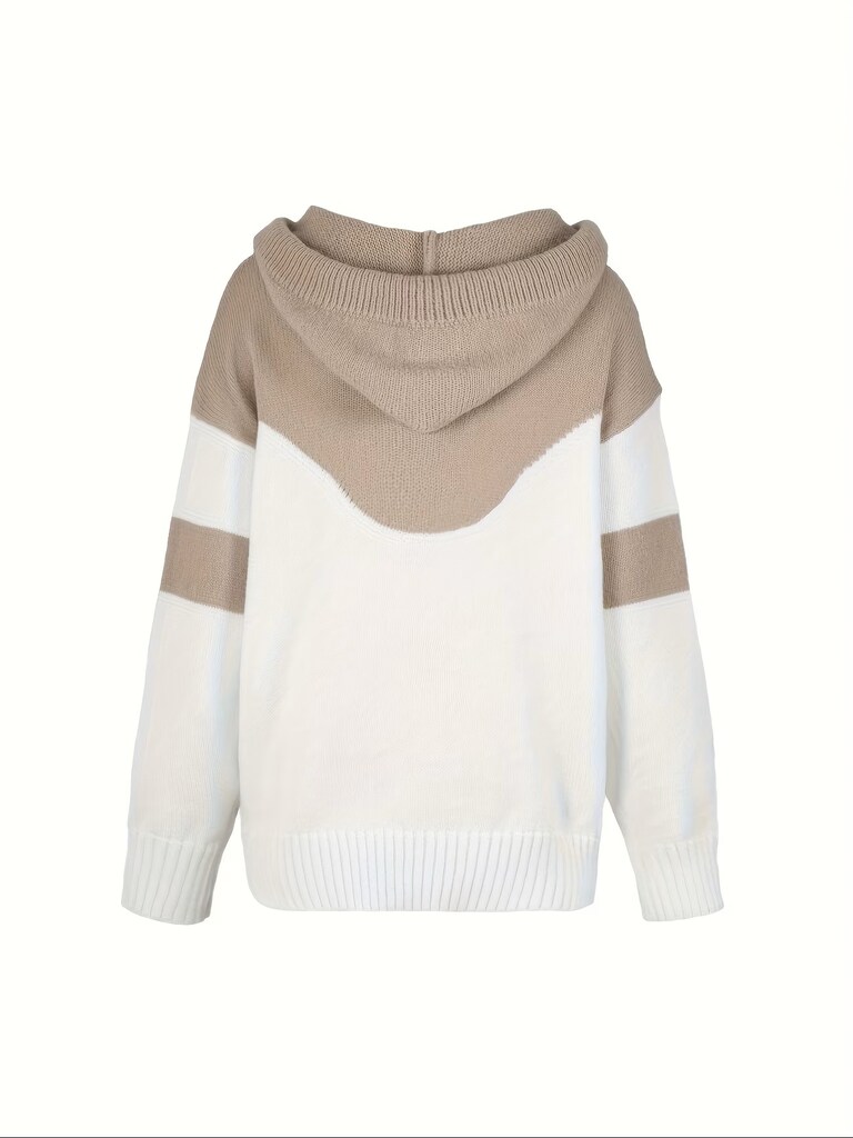 B042 Kapüşonlu İpli ve Renk Koordinasyonlu Mükemmel Triko Hoodie - 3