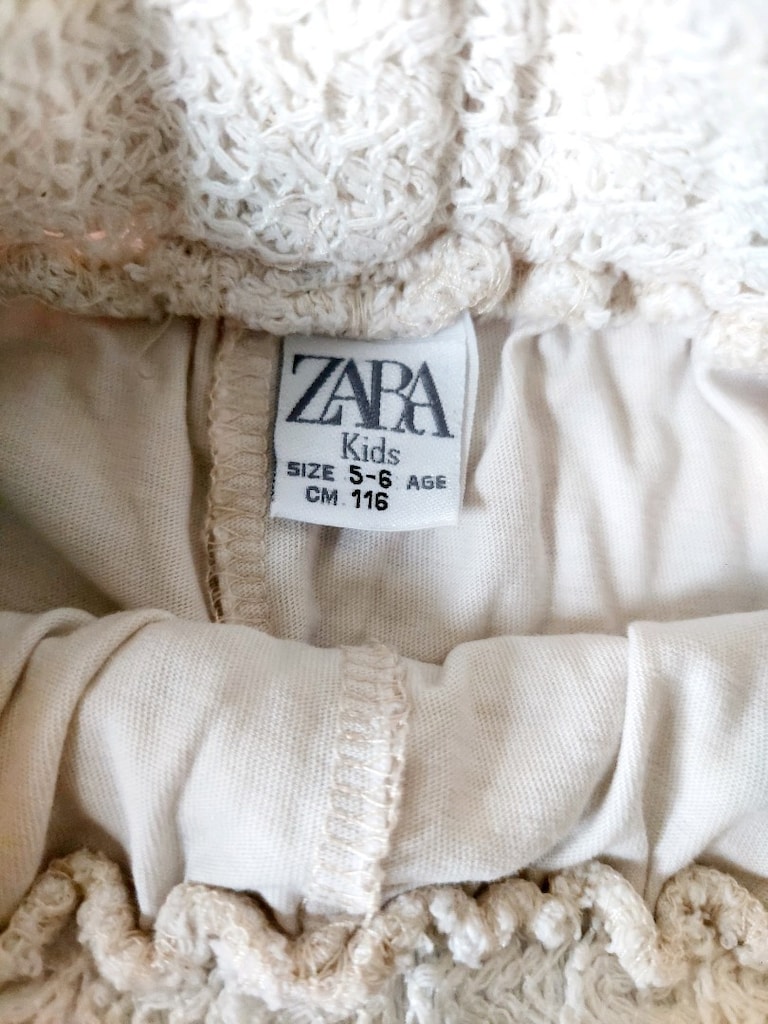 Zara Kids ajurlu/tığ işi örgü model ekru şort - 7