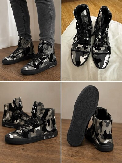 Kamuflaj Desenli Yüksek Taban Sneakers