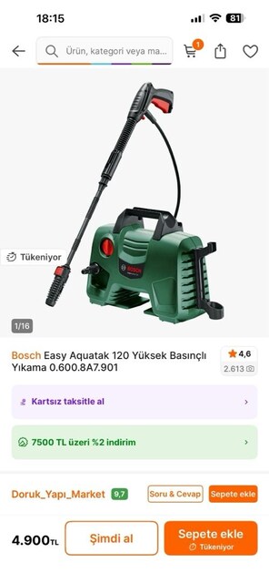Bosch Easy Aquatak 120 Yüksek Basınçlı Yıkama