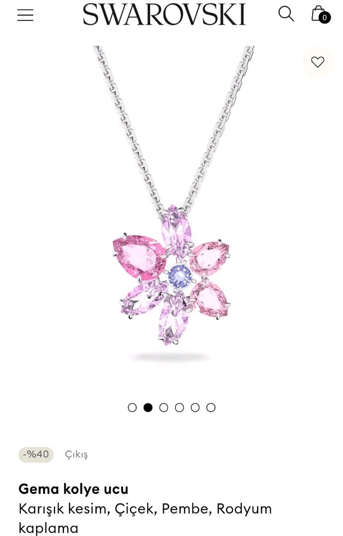 SWAROVSKİ GEMA PEMBE RENKLİ KOLYE - 3