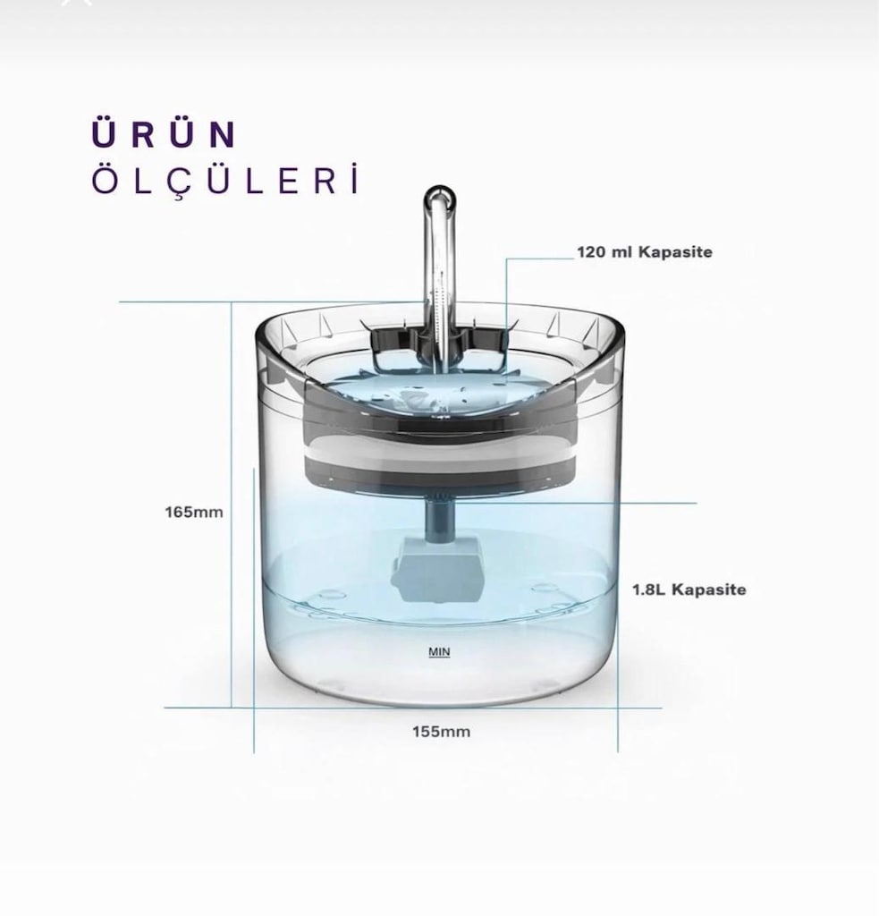 DailyTech Otomatik Pet Kedi Köpek Su Pınarı Şelalesi Sebil - 6