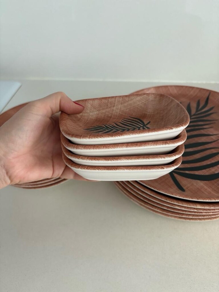 22 Parça Keramika Tatlı Pasta Servis Sunum Tabağı - 4
