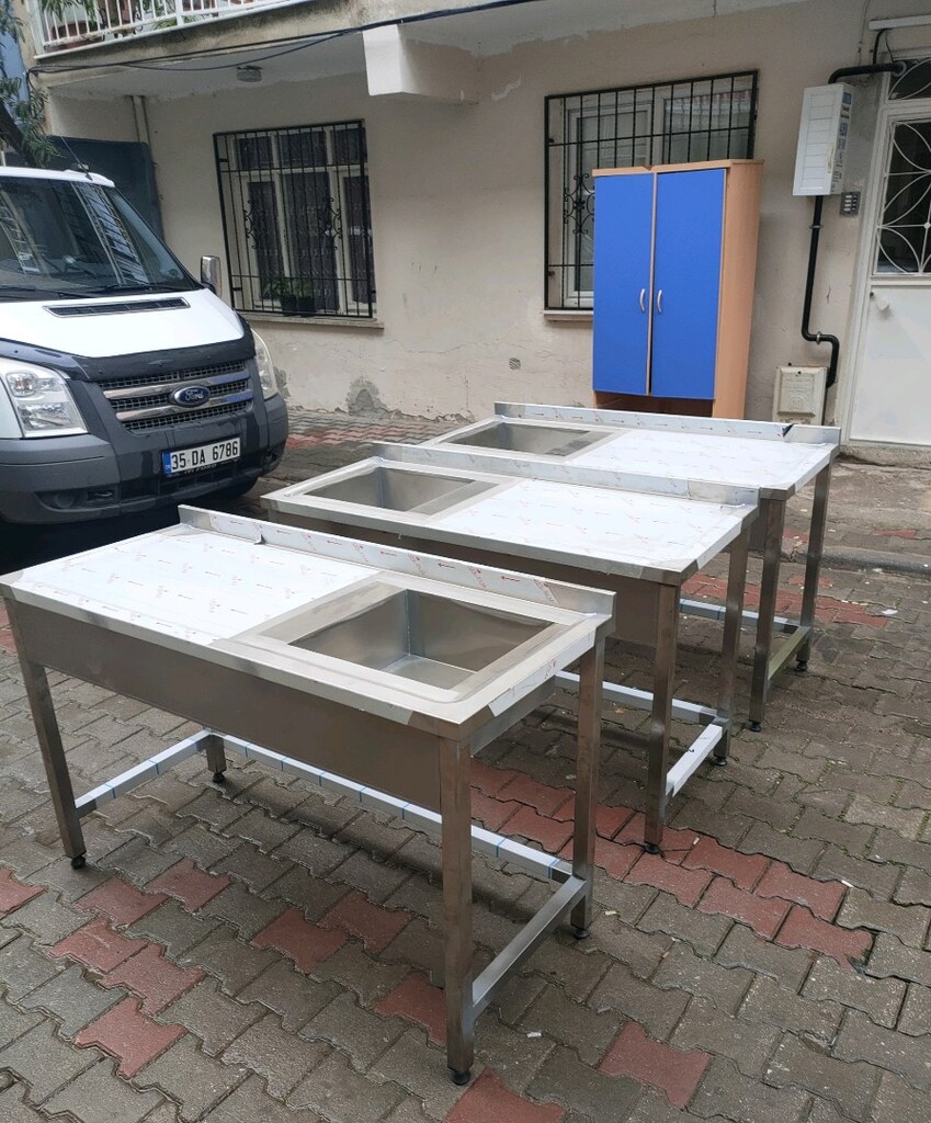krom evye bulaşık yıkama lavabosu krom eviye tezgah hazır mutfak - 3