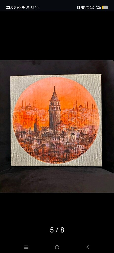 Ressam Fatma Kılıç'tan Akrilik Galata Eseri (Orijinal) - 2