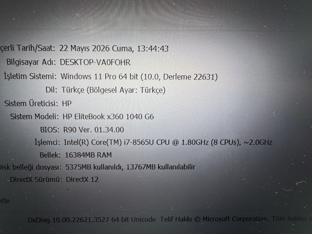 HP ELİTBOOK X360 İ7 8. NESİL 16 GB RAM 256 NVME - 7
