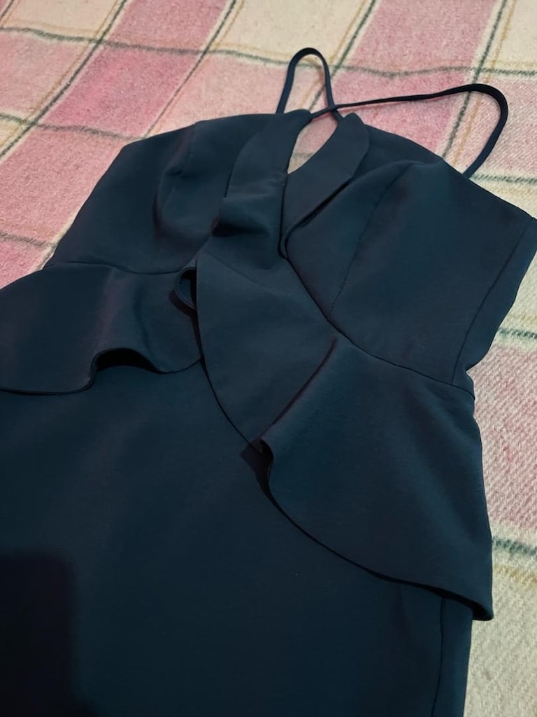 Petrol Yeşili Peplum Detaylı Şık Elbise