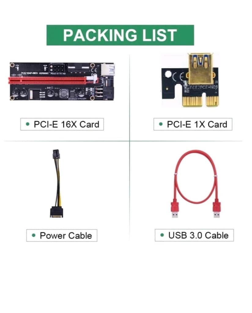 PCI-E Riser Kartı Ver009S (1x to 16x) Ekran Kartı Uzatma Kablosu & Ada - 3