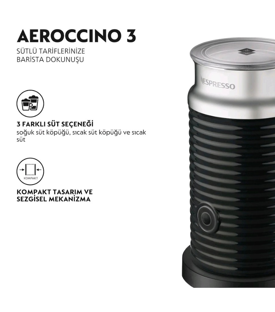 Son fiyat Nespresso Aerocinno 3 süt köpürtme makinesi.SIFIR ÜRÜN - 3