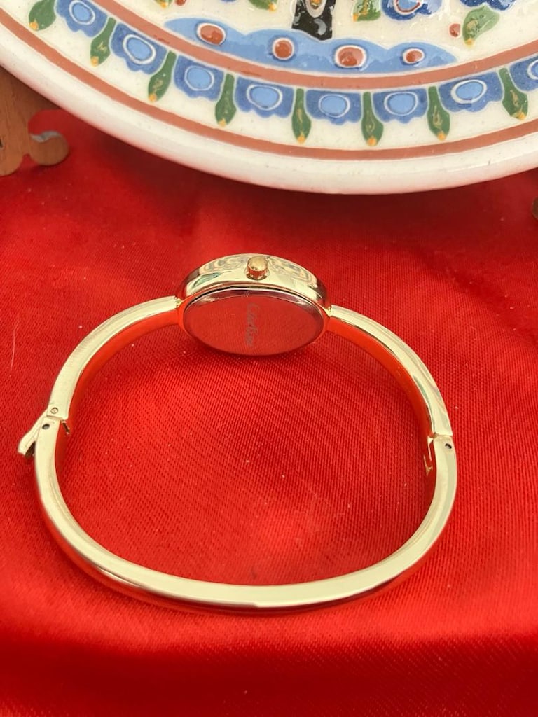 Cartier beyaz Kadranlı Gold Kelepçe Kadın Saat - 6