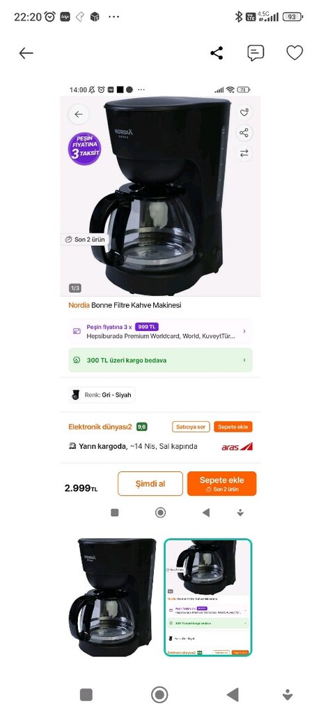 Nordia Filtre Kahve Makinesi — Sıfır - 2