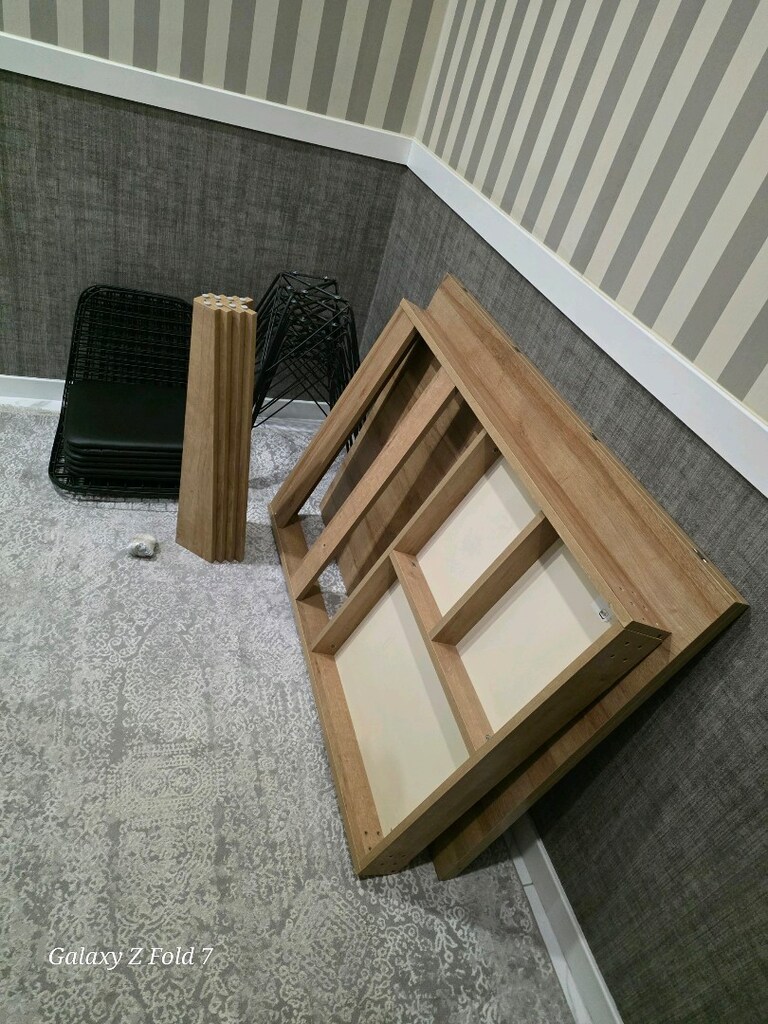 Açılıp Büyüyebilen Yemek Masası ve 6'lı Kafes Tel Sandalye Takımı - 7
