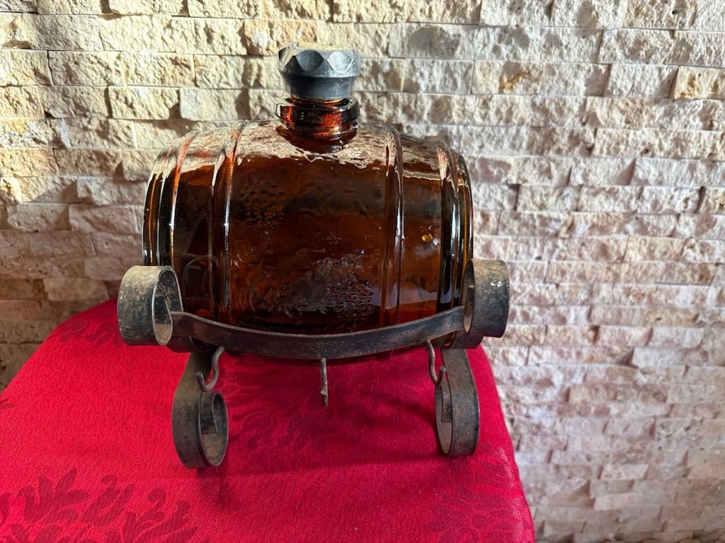 Ferforje Standlı Vintage Cam İçki Fıçısı – 1.5 Litre (Dönem Ürünü) - 3