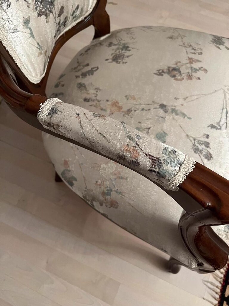 Antika Ceviz Yeni Döşenmiş Çift Berjer - 4