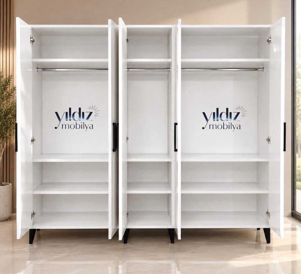 Gardırop 5 kapılı Gardolap büyük ölçü Mdf Dolap - 2