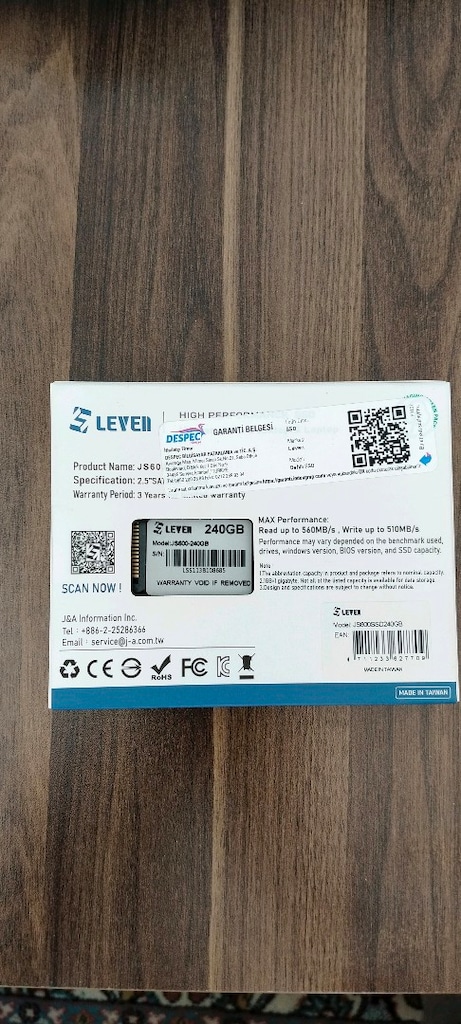 SSD 240 GB LEVEN SİFİR KUTUSUNDA - 2