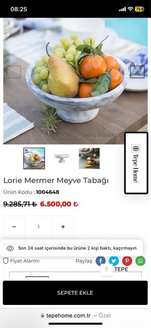 mermer sunum tepsisi ve ayaklı tabağı
