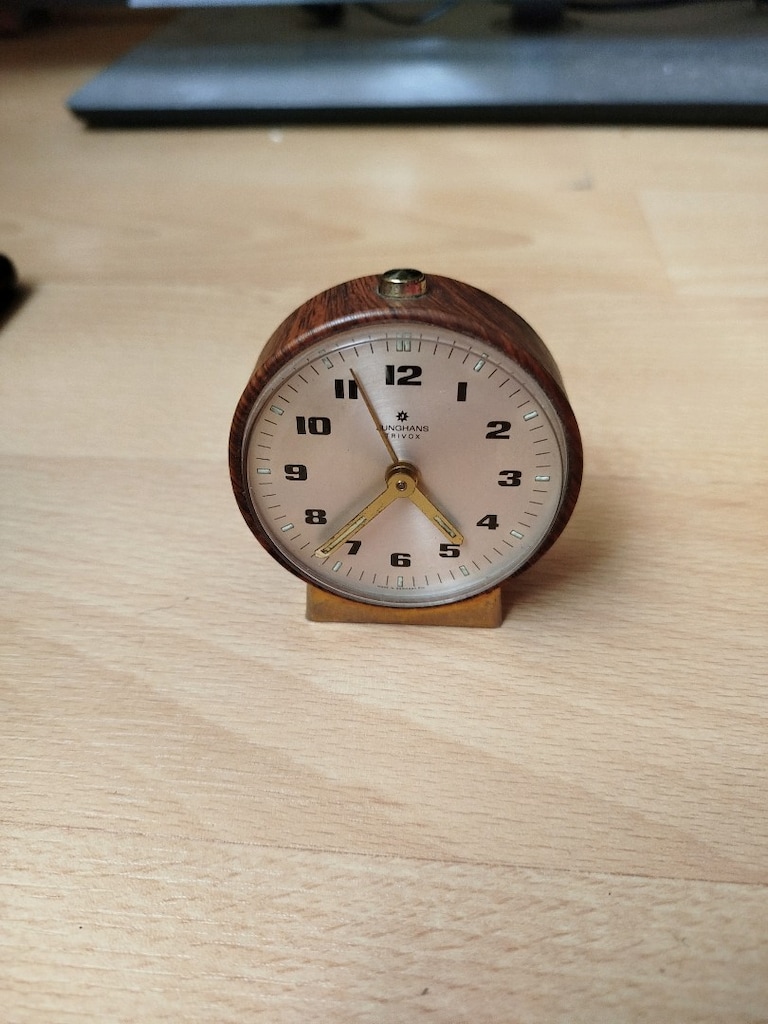 Vintage Almanya Junghans Trivox çalar saat masa çalar saati ahşaptan - 11