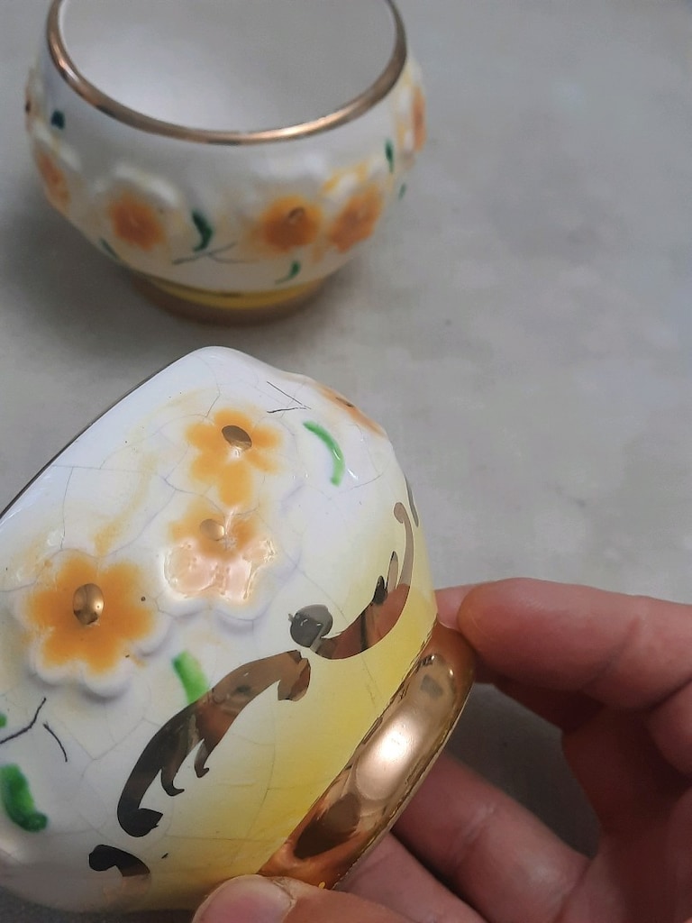 vintage dönem seramik ikili şekerlik - 5