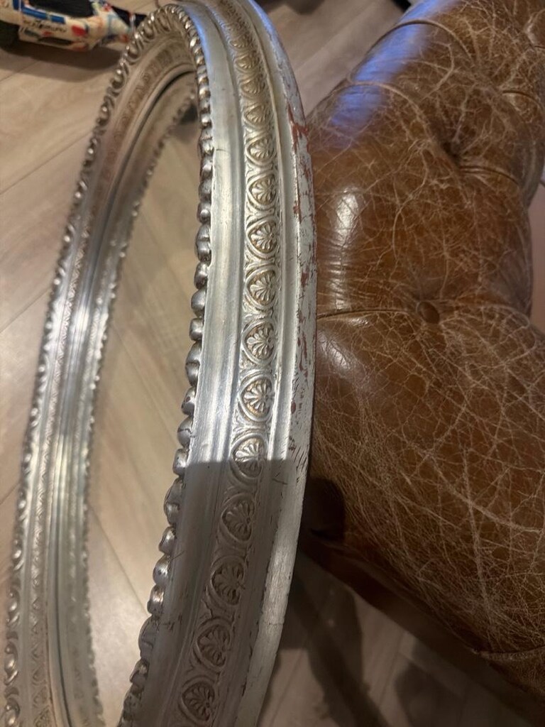 gümüş oval büyük ayna - 4