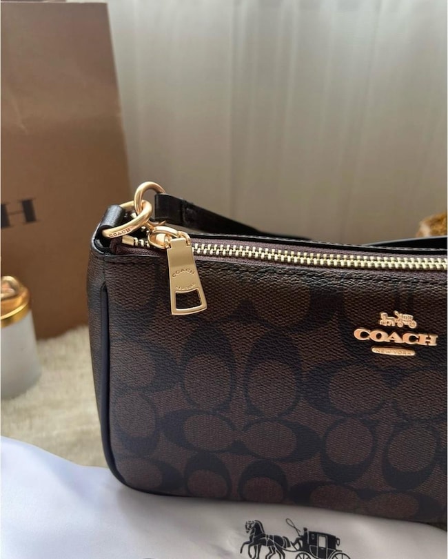 TOP HANDLE POUCH IN SIGNATURE Acı Kahve - 9