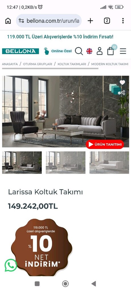 BELLONA SIFIR LARİSSA KOLTUK TAKIMI VE YEMEK ODASI TAKIMI - 2