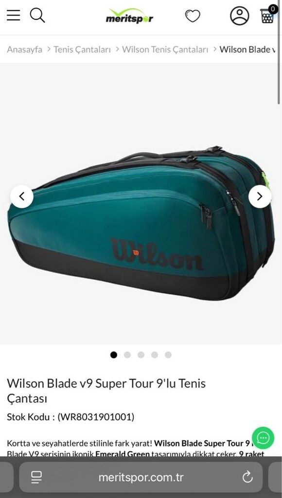 wilson blade v9 model 9 raketlik sıfır tenis çantası probag - 2