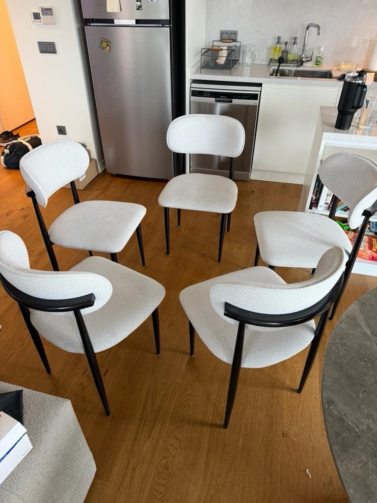5 adet Krem rengi Kumaş Sandalye - 5