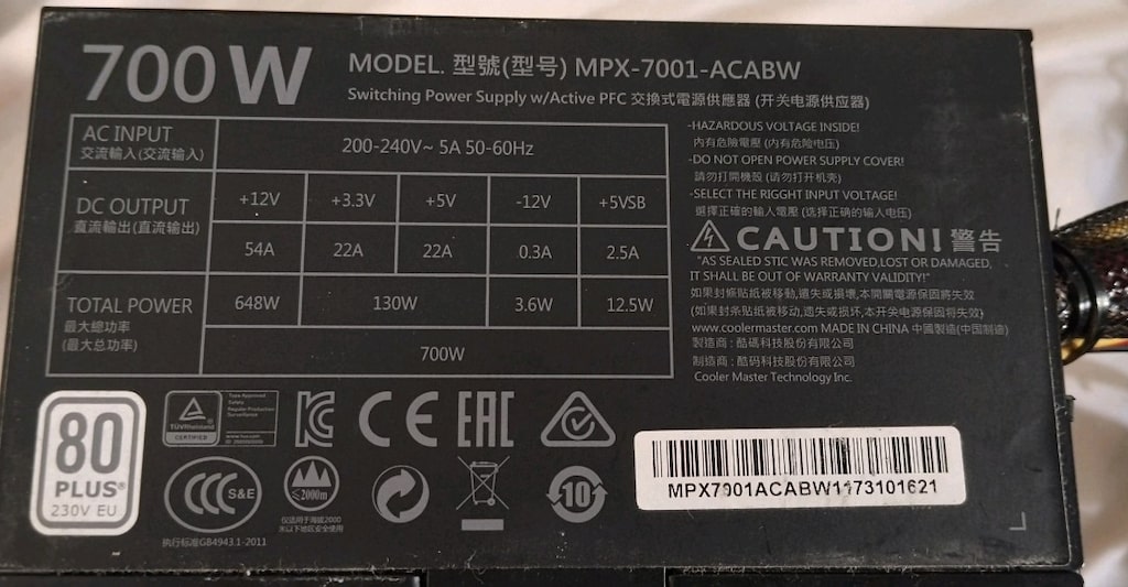 Güç kaynağı cooler master masterwatt lite 700w 80 plus - 2