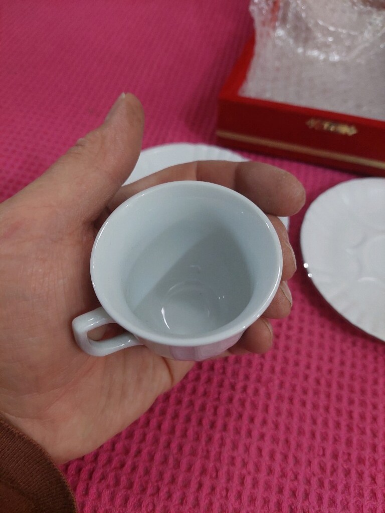 2 li fincan. Türk kahvesi fincanı. Kürahya porselen. - 3